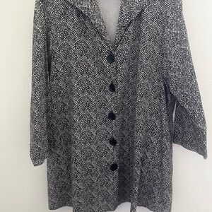 Chic Black and White Button-Up Coat